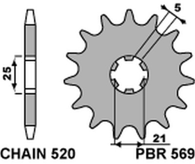 PBR ЗУБЧАТКА ПЕРЕДНЯЯ 569 14 KAWASAKI KX 250 '87-98