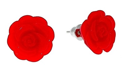 Kolczyki róże różyczki roses 14 mm czerwone