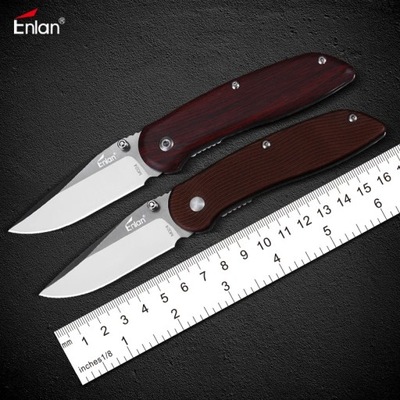 Enlan M024 Folding Blade Knife 8Cr13Mov Blade Wood