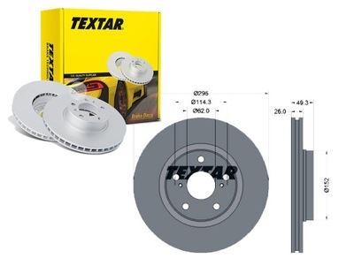 TEXTAR DISKAI STABDŽIŲ 2SZT. TOYOTA PRIEK. AURIS/A 