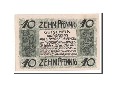 Banknot, Niemcy, Brandenburg, 10 Pfennig, 1921, UN