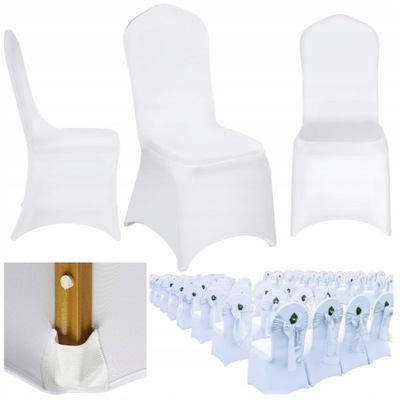 50x Pokrowiec na krzesło biały elastyczny na komunię wesele do restauracji