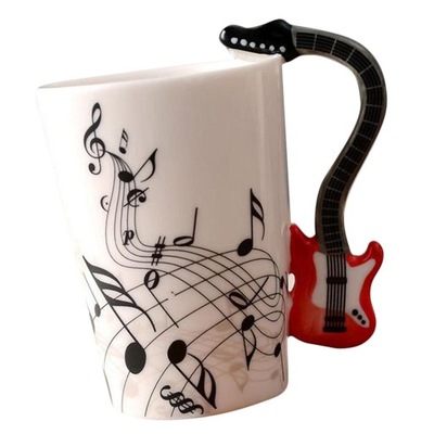 Kreatywny ceramiczny muzyk kubek do kawy filiżanka do herbaty kubek do napojów z czerwoną gitarą