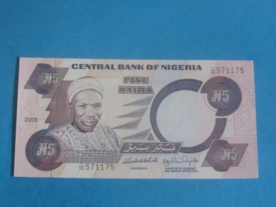 Nigeria Banknot 5 Naira 2005 UNC P-24j RADAR