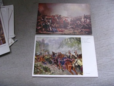 2 pocztówki WOJNY NAPOLEOŃSKIE SOMOSIERRA BITWA POD POŁOCKIEM 1812 1920