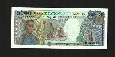 RWANDA 5000 FRANKÓW 1988 PICK-22 GEM UNC