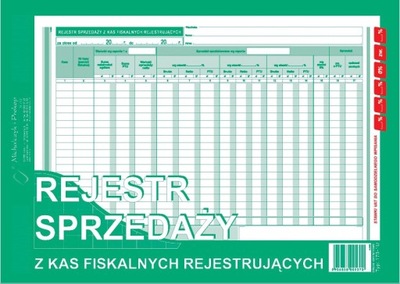 DRUK REJESTR SPRZEDAŻY Z KAS FISKALNYCH REJESTR.