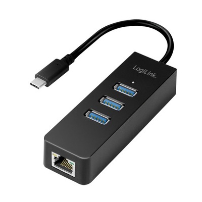Karta sieciowa USB RJ45 USB-C 3.2 Gen1 LogiLink HUB 3xUSB 3.0 5Gbs 1000Mb/s