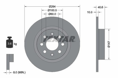 2X DISCO DE FRENADO FIAT PARTE TRASERA GRANDE PUN 92145903  