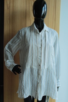 Massimo Dutti luźna koszula w paski len Xs/S