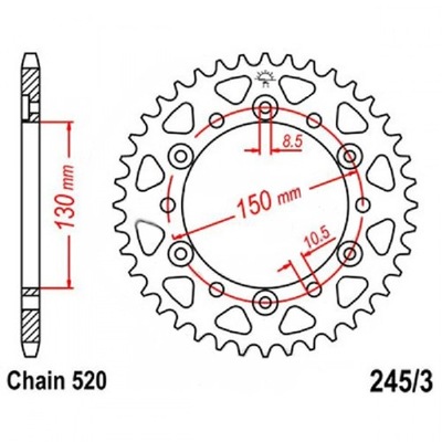 KRUMPLIARATIS GALINĖ 43Z 520 HONDA FMX 650 NX XJ6 600 YZF 