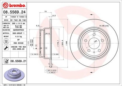 BREMBO 08.5569.21 DISKU STABDŽIŲ 