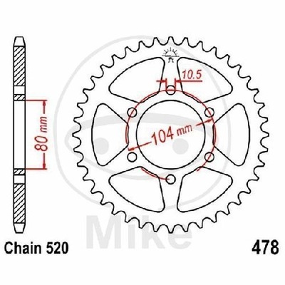 ENGRANAJE PARTE TRASERA JT 42-ZEBY GPZ 550 1984-1989  