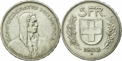5 franków ( 1933 ) Szwajcaria AG 0,835