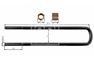 FEBI BILSTEIN STRZEMIĘ RESORU M20X1.5MM 102MMX513MM