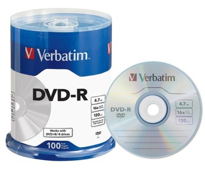 Płyta DVD-R 4,7GB x16 speed Verbatim 100szt