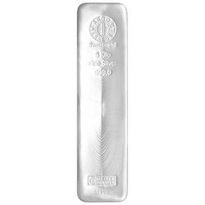 5000 g (5 kg) Sztabka srebra LBMA próba 999