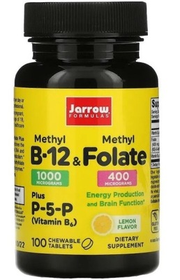 JARROW FORMULAS METHYL B-12 & FOLATE 100 tabletek WIT B12 KWAS FOLIOWY