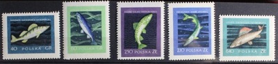 Polska gatunki ryb Fi 906-910 rok 1958 PL czyste