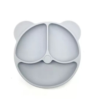 TALERZ talerzyk SILIKONOWY Z PRZYSSAWKĄ MIŚ SZARY