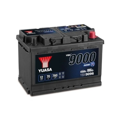 АКУМУЛЯТОР YUASA СТАРТ СТОП AGM YBX9096 P+ 70AH 760AH 12V