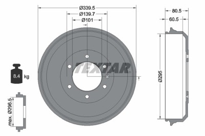 TEXTAR 94043300 БАРАБАН ТОРМОЗНОЙ