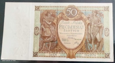 Banknot 50 zł stan dobry seria EH. z 1929