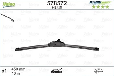 ЛИСТ ДВІРНИКИ 450MM HU45 HYDROCONNECT КРІПЛЕННЯ ГАК VAL578572