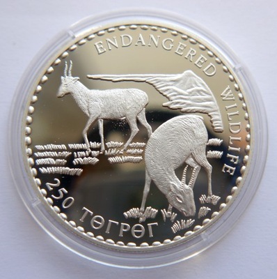 MONGOLIA 250 TOGROG 1993 SAIGA SREBRO