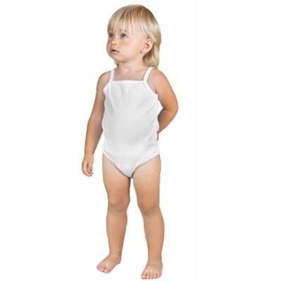 Body dla niemowlaka dziewczynki na ramiączka białe zapinane PL bawełna 104