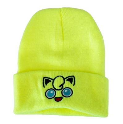 Czapka zimowa zielona neon kotek Beanie