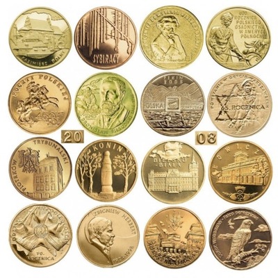 Komplet 16 monet 2 zł GN z 2008 roku mennicze