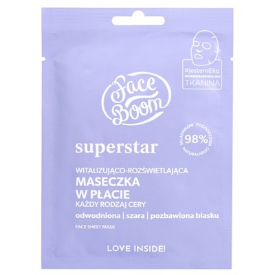 Face Boom Superstar witalizująco-rozświetlająca maseczka w płacie Gw P1