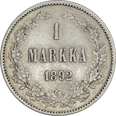 19.FINLANDIA, ALEKSANDER III, 1 MARKKA 1892