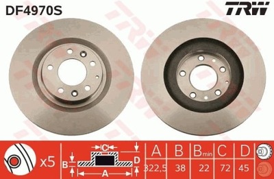 2 PIEZAS DISCO DE FRENADO MAZDA PARTE DELANTERA RX-8 03- DF4970S  