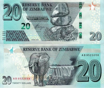 Zimbabwe 2020 - 20 Dollars Pick 104 UNC