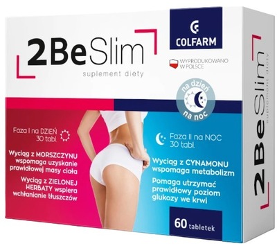 2 BE SLIM dzień noc ODCHUDZANIE Colfarm 60 tabletek