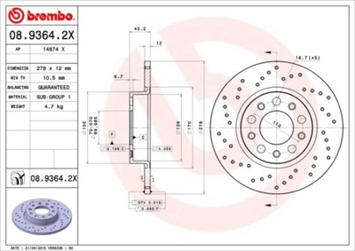 DISCO DE FRENADO PARTE TRASERA XTRA ALFA ROMEO/FIAT/JEEP  