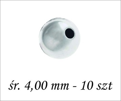 Kulki srebrne przelotowe śr. 4,00 mm 10 szt