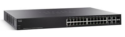 Switch Cisco SF300-24PP 24x100MbE POE+ 2x1Gb SFP 2x1Gb RJ45