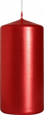 Świeca walec czerwony metalik do świecznika 10cm