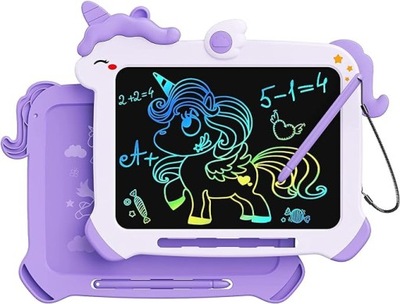 Tablet do pisania LCD dla dzieci, kolorowy ekran bazgroły jednorożec