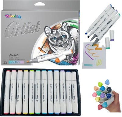 Markery do szkicowania Artist pastelowe 12 kolorów Colorino Kids