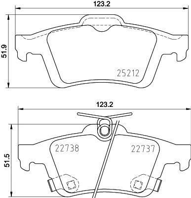 HELLA 8DB 355 037-661 КОМПЛЕКТ КОЛОДОК ТОРМОЗНЫХ,