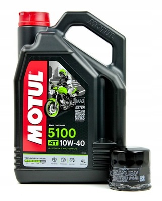 ACEITE DO MOTOCYKLA MOTUL 5100 4L 10W40 FILTRO ACEITES  