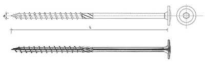 WKRĘT DO DREWNA Z KOŁNIERZEM NA TORX OCYNKOWANY 10*400MM T40