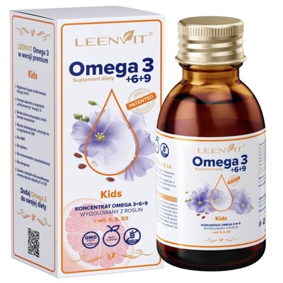 Kwasy Omega 3 6 9 dla dzieci witamina D3 E A DHA