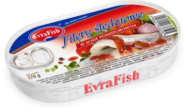EvraFish FILETY ŚLEDZIOWE w Sosie Pomidorowym 170g