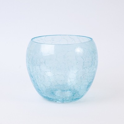 Doniczka szklana osłonka - jasno niebieska mrożona śr. 14 cm