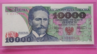 10000 zł 1987 S nr 0350040,stan UNC.FAJNY NUMER !